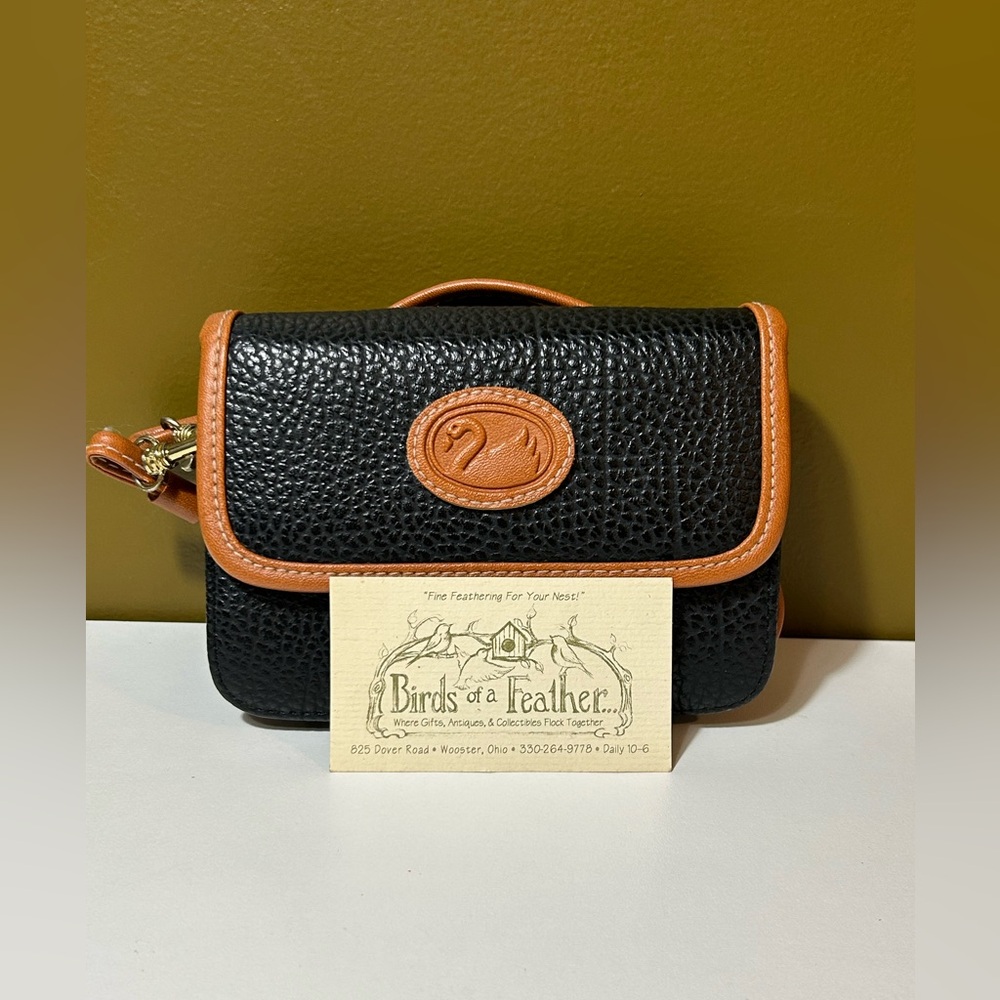Birds of a Feather Black and Tan Leather Crossbody Bag